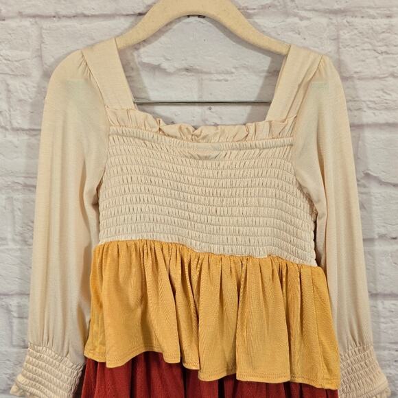 L Rare Editions Multicolor Layered Dress Color Block Peasant Girls Sz 4 NWT Boho - Picture 6 of 9